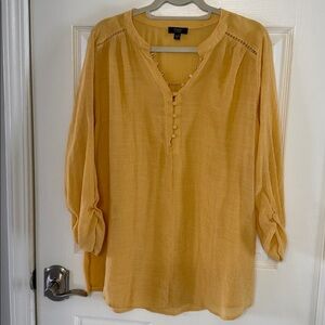 Cocomo Yellow Popover Blouse 2X